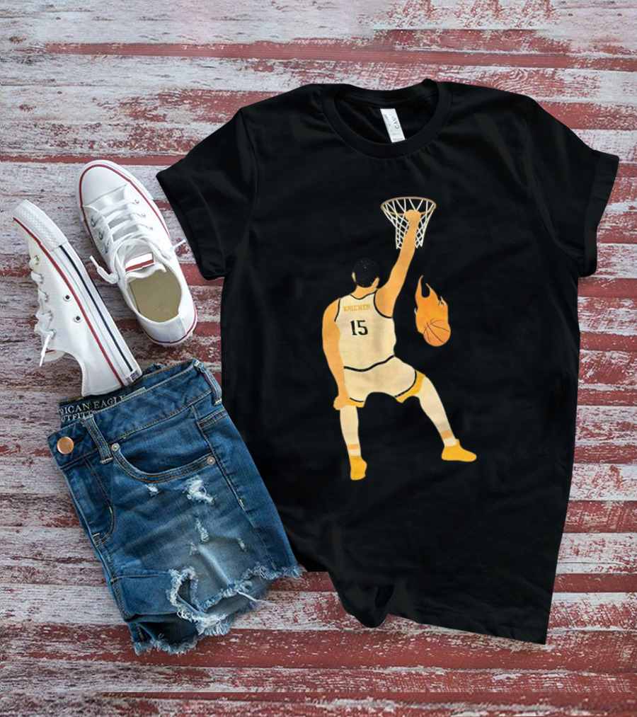 Nikola Jokic Denver Nuggets 15 Basketball Player Dunking Flame Ball T-Shirt