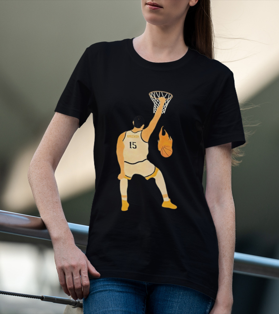 Nikola Jokic Denver Nuggets 15 Basketball Player Dunking Flame Ball T-Shirt