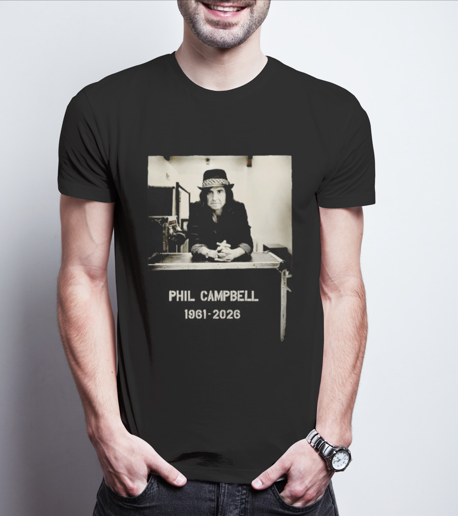 Phil Campbell 1961 2026 Retro Style Musician Hat Fashion T-Shirt