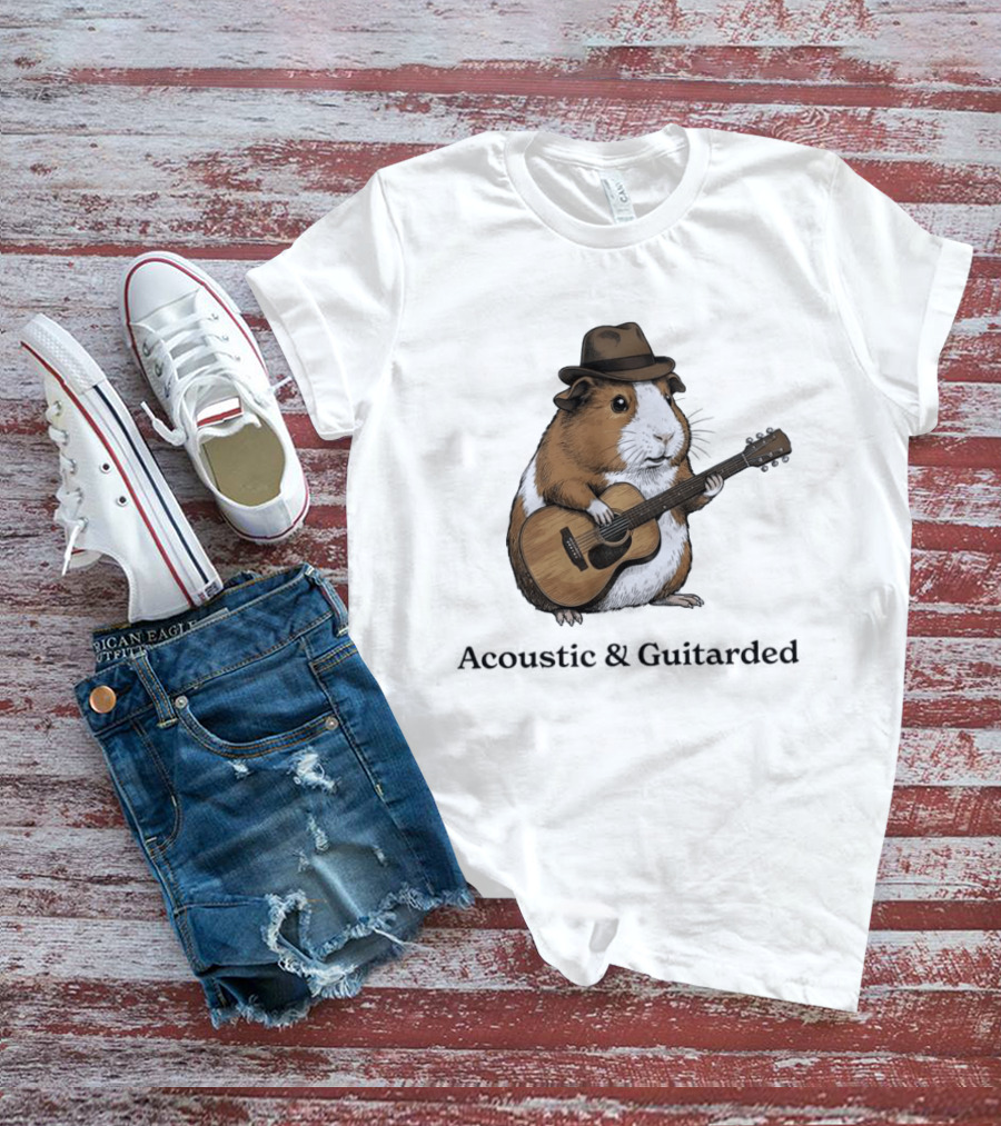 Capybara With Acoustic Guitar And Cowboy Hat Coustic Guitarded T-Shirt