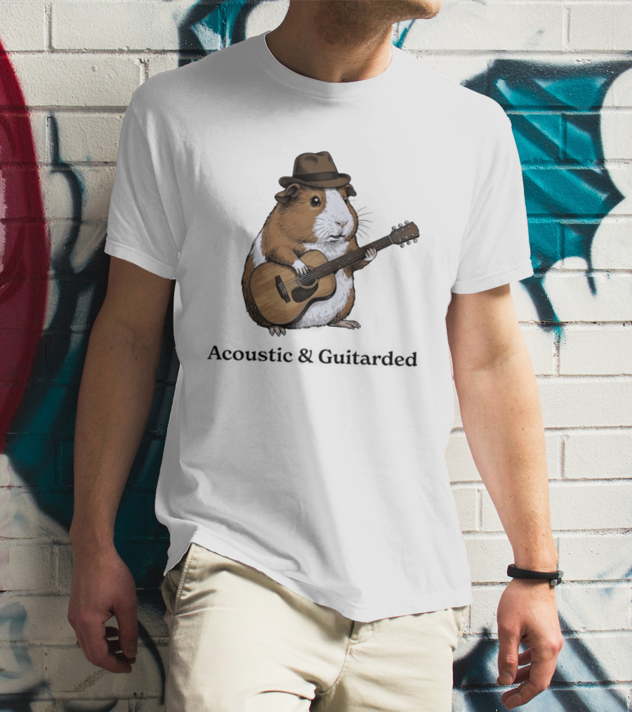 Capybara With Acoustic Guitar And Cowboy Hat Coustic Guitarded T-Shirt