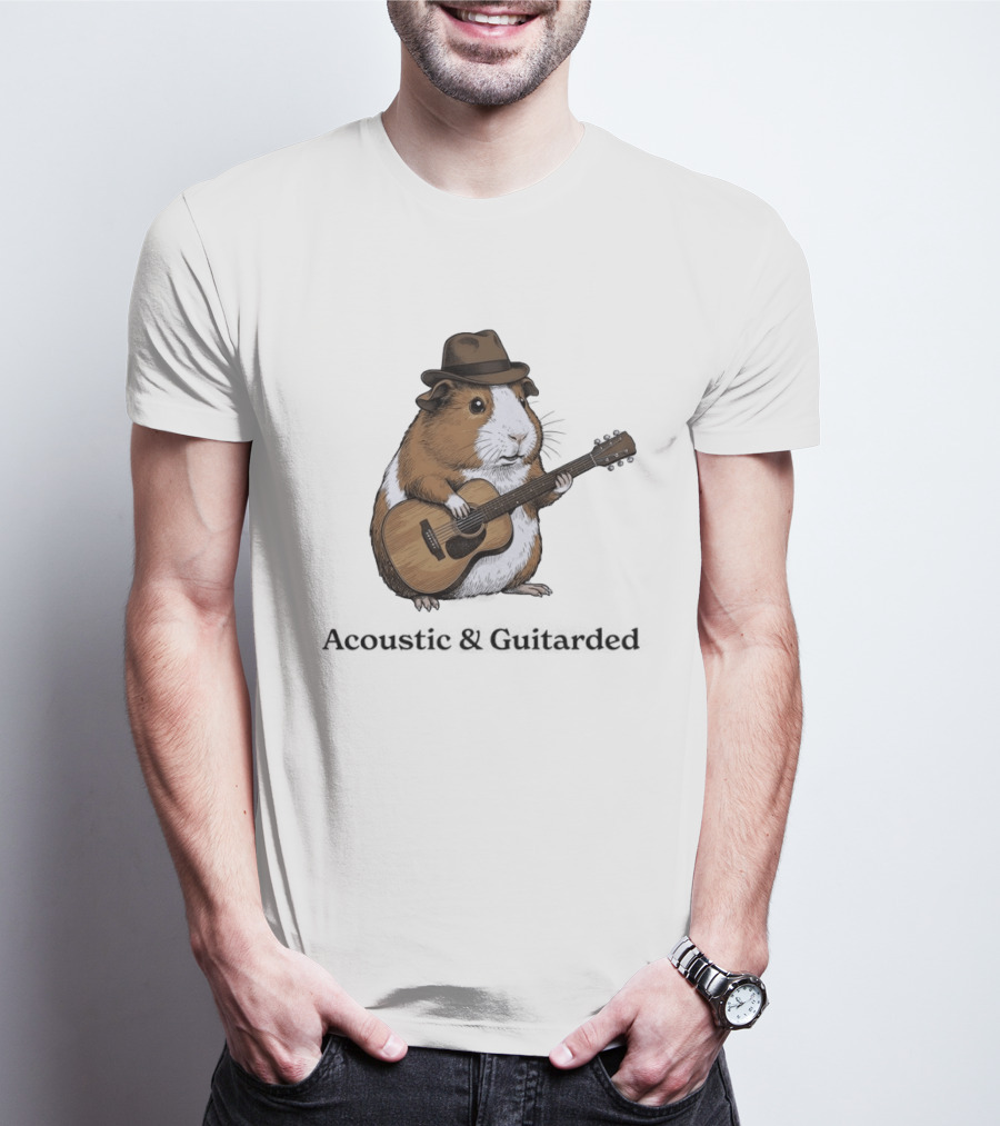Capybara With Acoustic Guitar And Cowboy Hat Coustic Guitarded T-Shirt