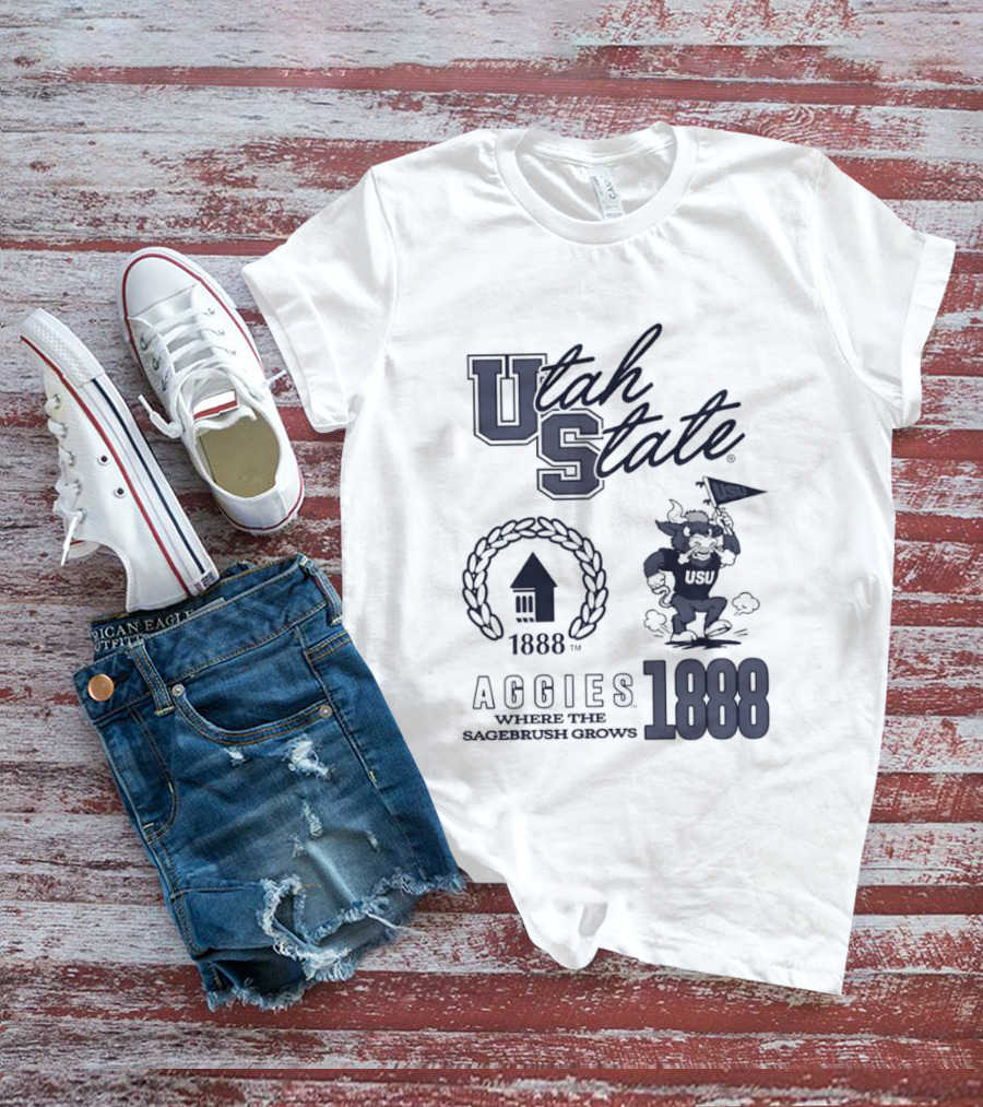 Utah State 1888 Aggies Where The Sagebrush Grows US Flag T-Shirt