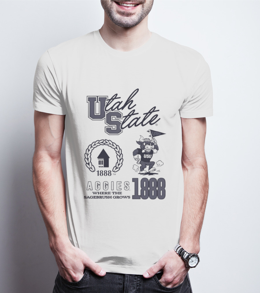 Utah State 1888 Aggies Where The Sagebrush Grows US Flag T-Shirt