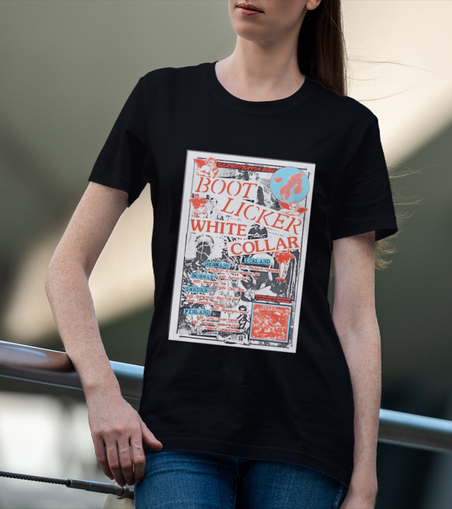 Scandinavia 2026 BootLicker White Collar Tour Denmark Norway Sweden Finland Iceland T-Shirt