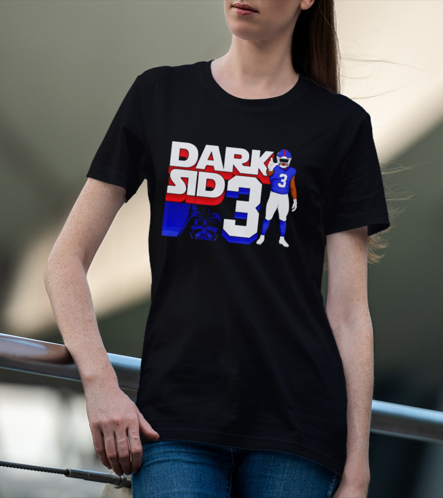 Darth Vader Star Wars Dark Side 3 New York Giants Football Player T-Shirt