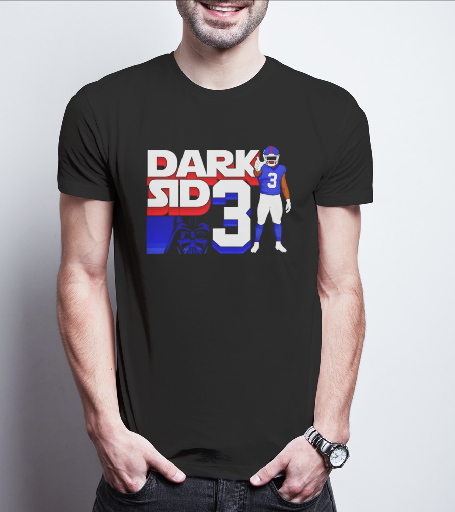 Darth Vader Star Wars Dark Side 3 New York Giants Football Player T-Shirt