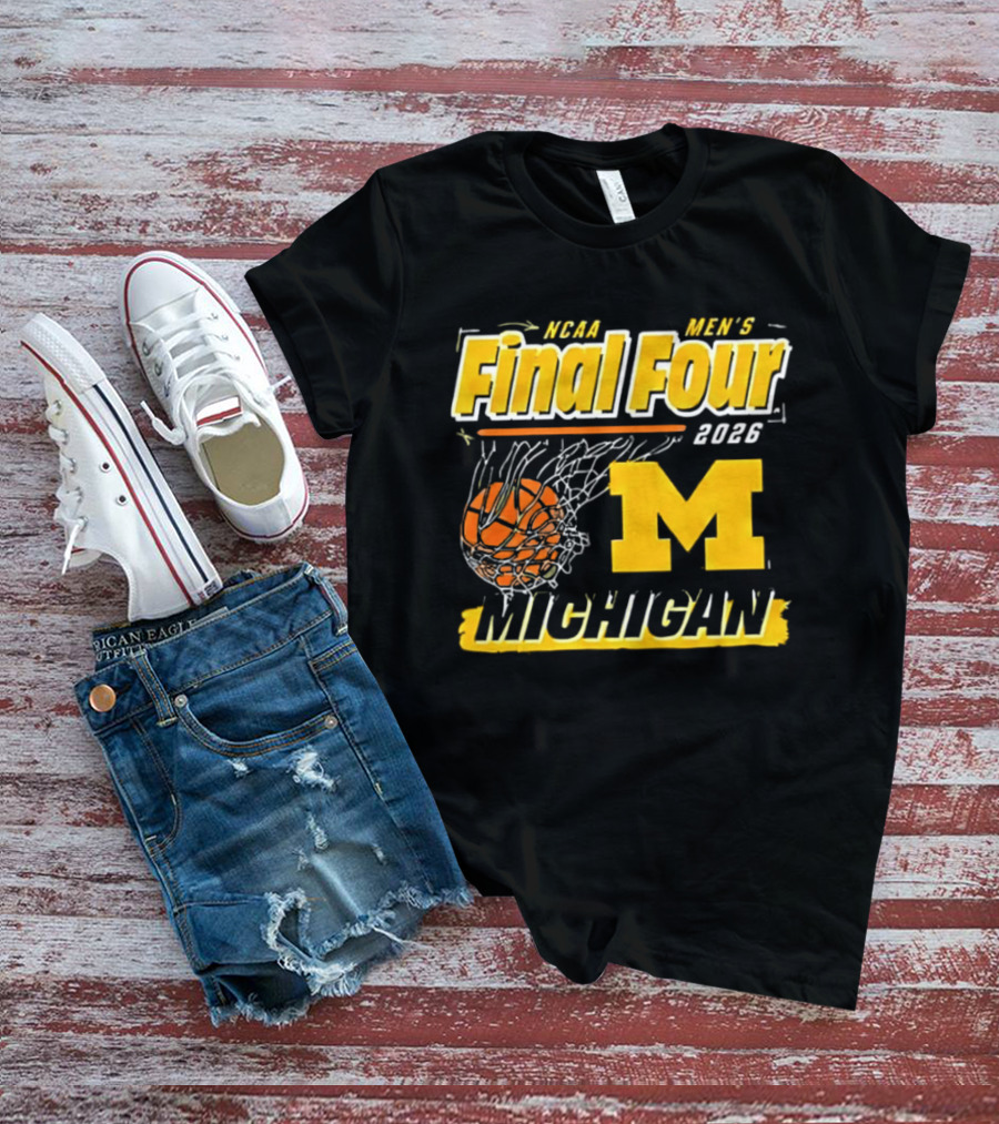 NCAA Men's Final Four 2023 Michigan Wolverines Basketball Swish T-Shirt