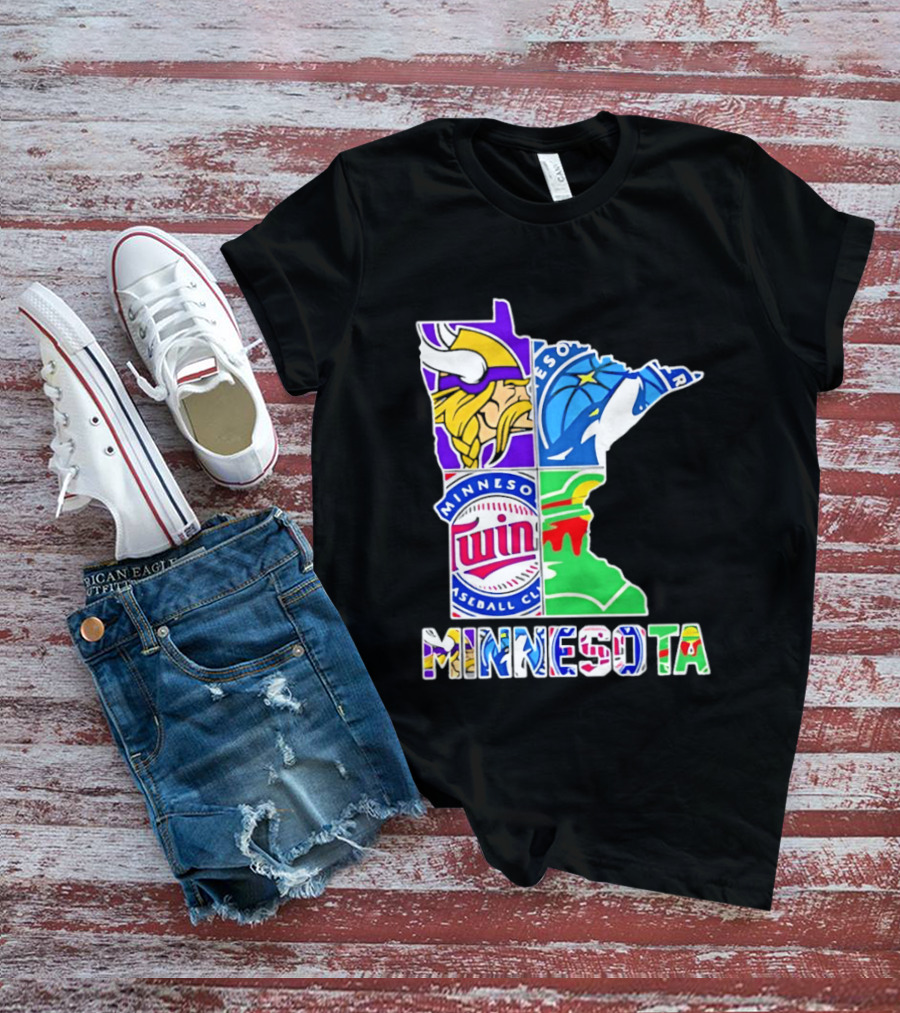 Minnesota Sports Teams Vikings Twins Wild Timberwolves Mashup T-Shirt
