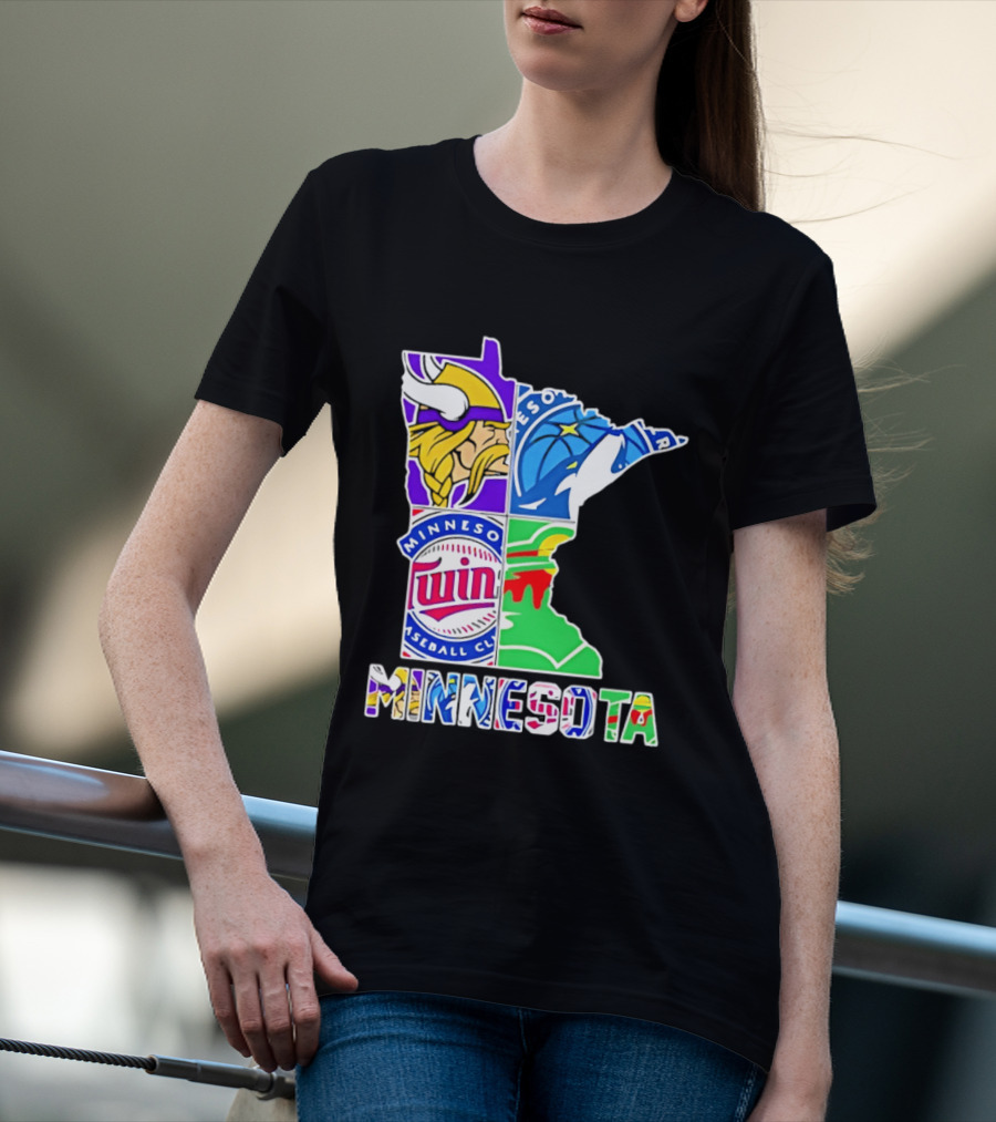 Minnesota Sports Teams Vikings Twins Wild Timberwolves Mashup T-Shirt