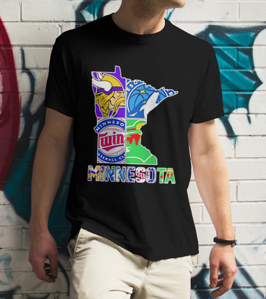 Minnesota Sports Teams Vikings Twins Wild Timberwolves Mashup T-Shirt