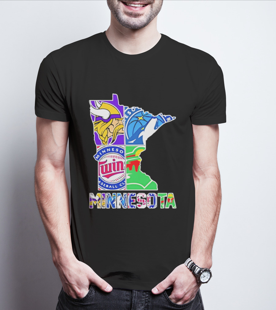 Minnesota Sports Teams Vikings Twins Wild Timberwolves Mashup T-Shirt