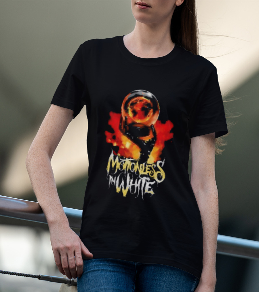 Motionless In White UK EU Tour 2026 Make Them Suffer Fiery Skull T-Shirt