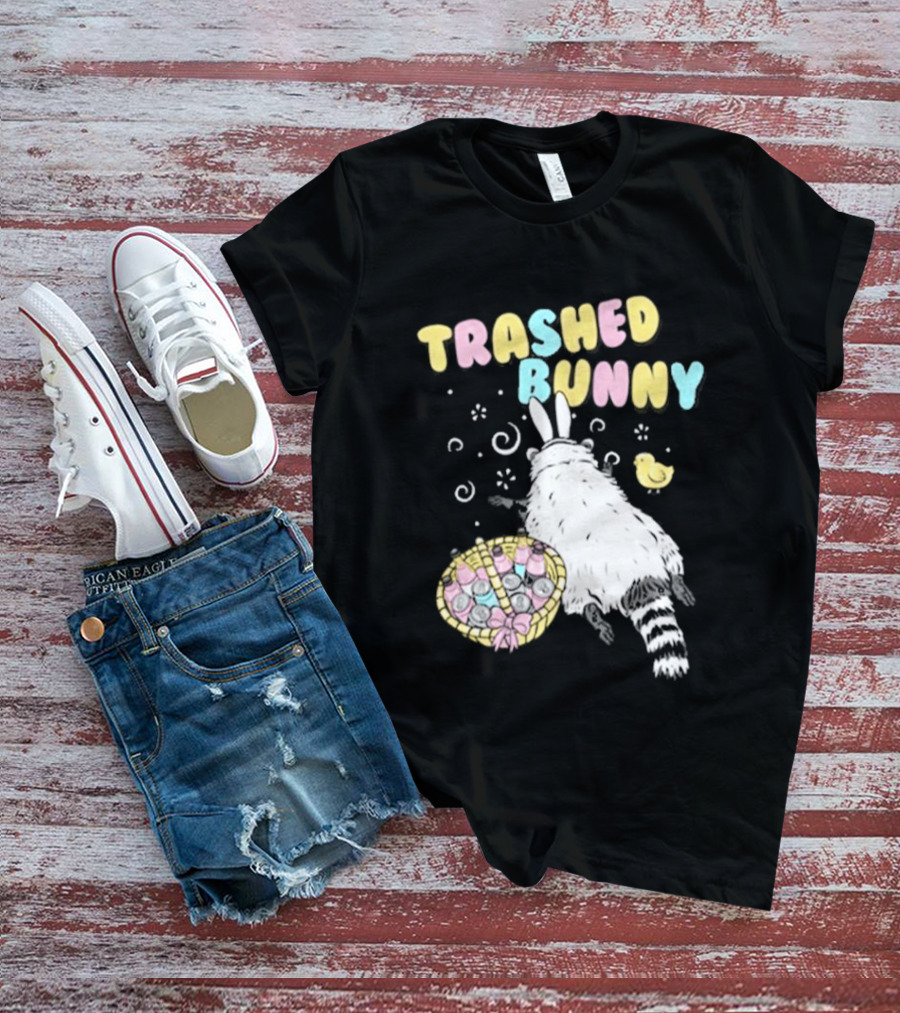 Trashed Bunny Raccoon Pastel Swirls Duck T-Shirt