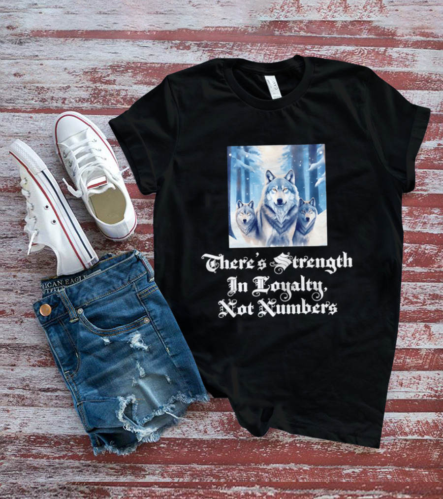 Wolf Pack Strength In Loyalty Winter Forest Scene T-Shirt