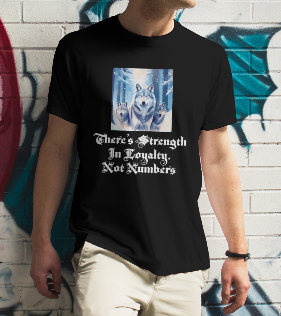 Wolf Pack Strength In Loyalty Winter Forest Scene T-Shirt