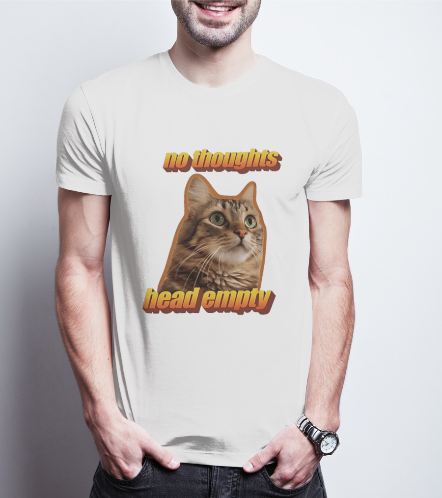 No Thoughts Head Empty Cat Meme Funny Humor T-Shirt