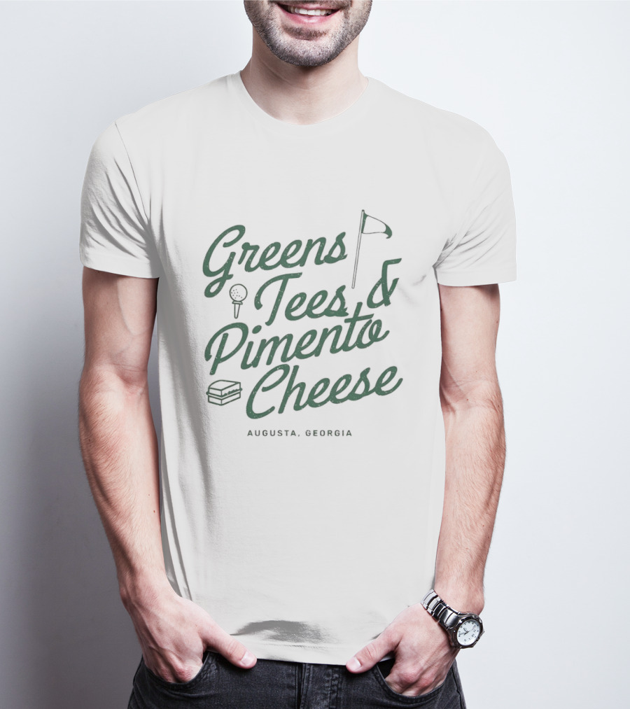 Greens Tees Pimento Cheese Augusta Georgia Golf Flag T-Shirt