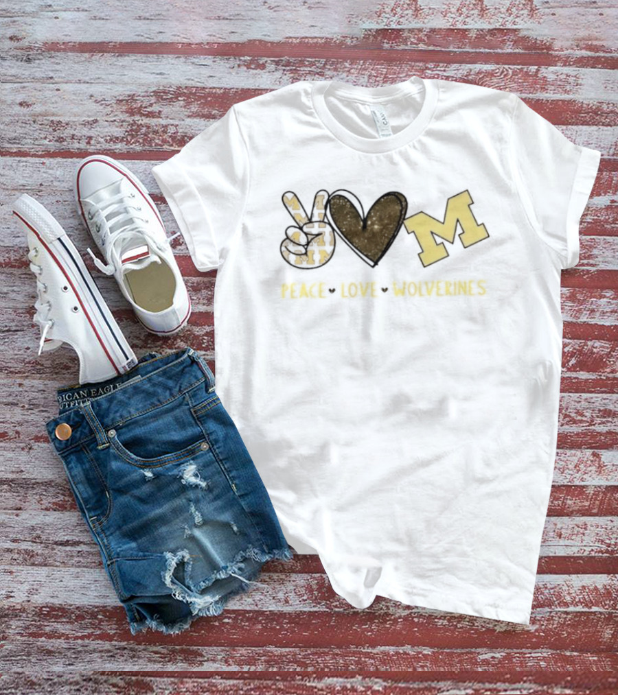 Peace Love Michigan Wolverines Iconic Team Spirit T-Shirt