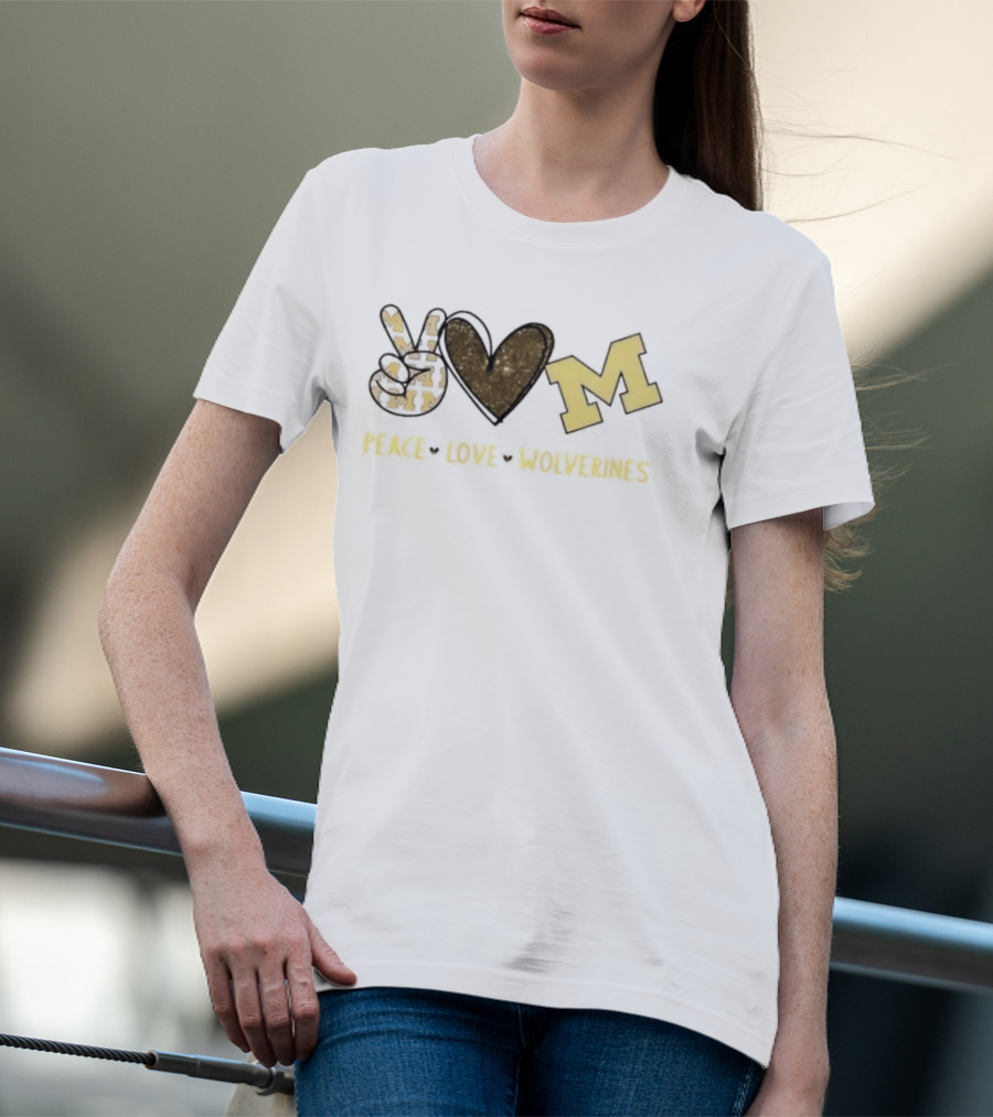 Peace Love Michigan Wolverines Iconic Team Spirit T-Shirt