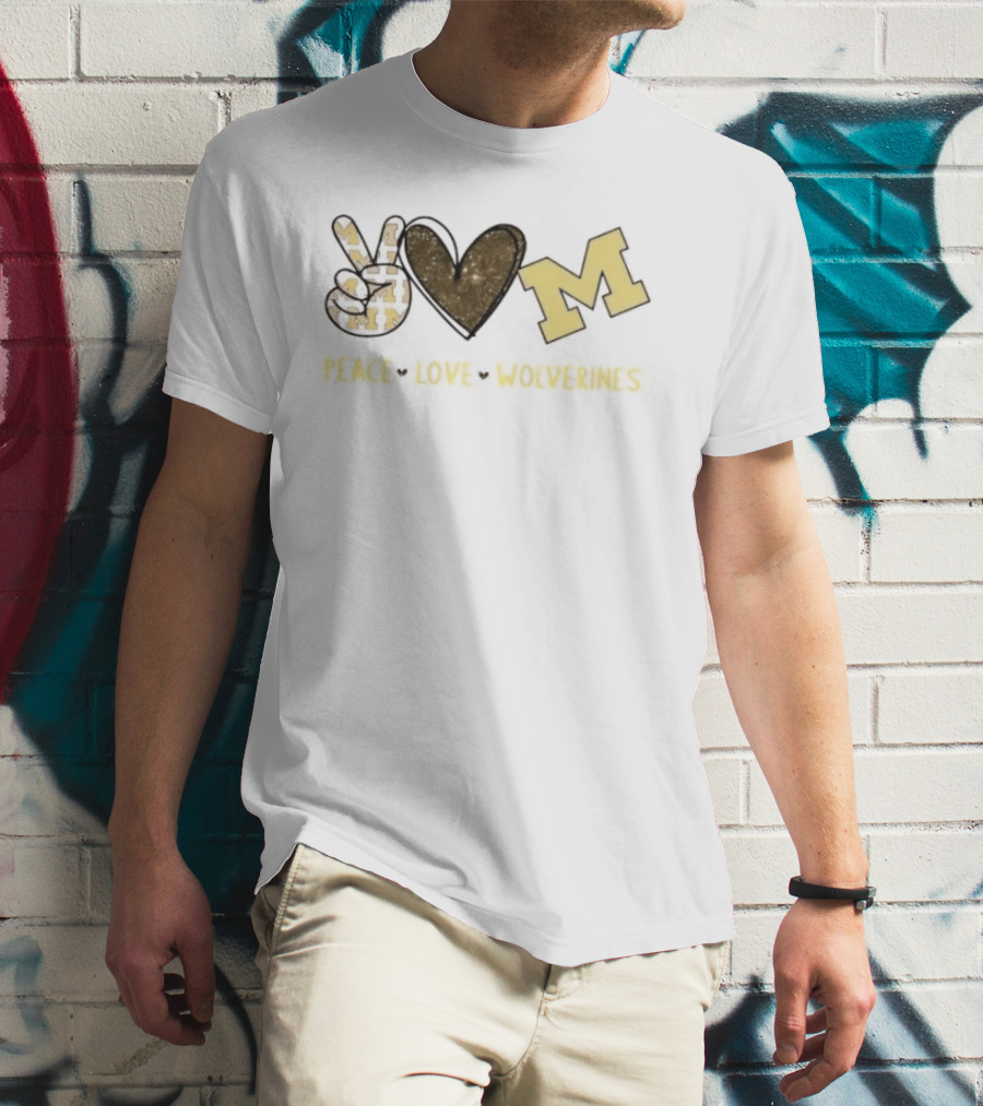 Peace Love Michigan Wolverines Iconic Team Spirit T-Shirt
