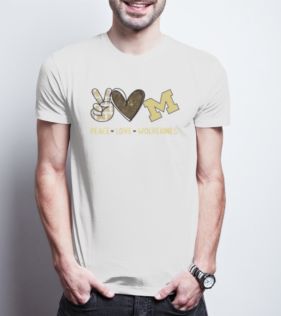 Peace Love Michigan Wolverines Iconic Team Spirit T-Shirt