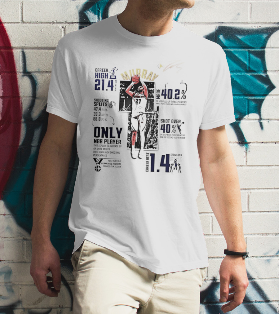 Denver Nuggets Murray 21.4 Points 40.2 Better Basketball Player 114 Playoffs T-Shirt