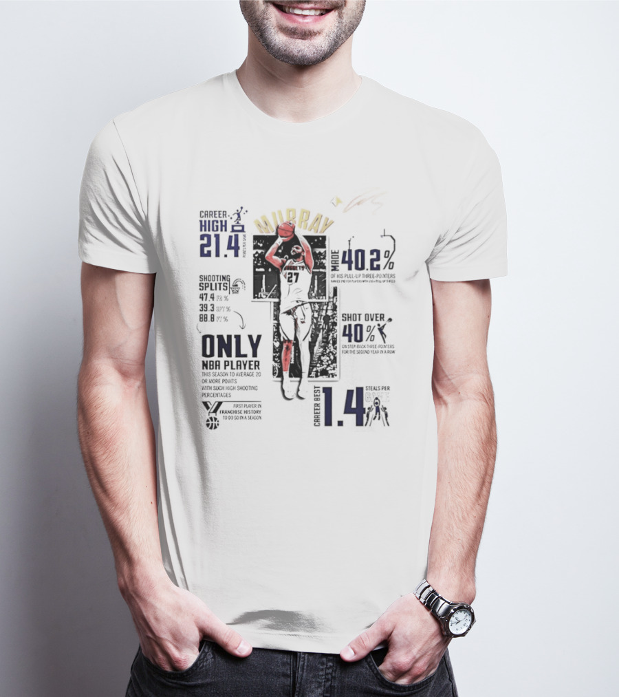 Denver Nuggets Murray 21.4 Points 40.2 Better Basketball Player 114 Playoffs T-Shirt