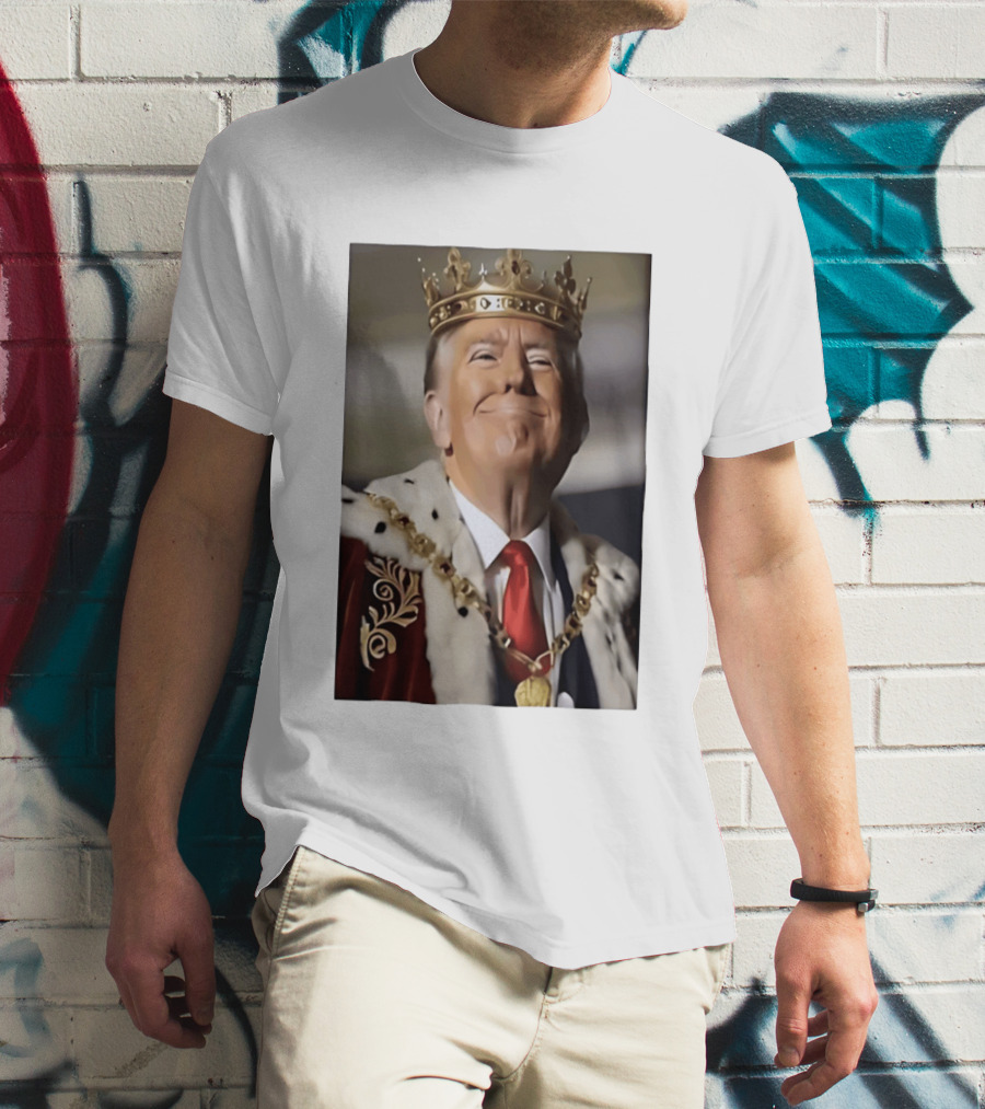 Donald Trump Crowned As King Regal Attire Red Tie Gold Crown T-Shirt
