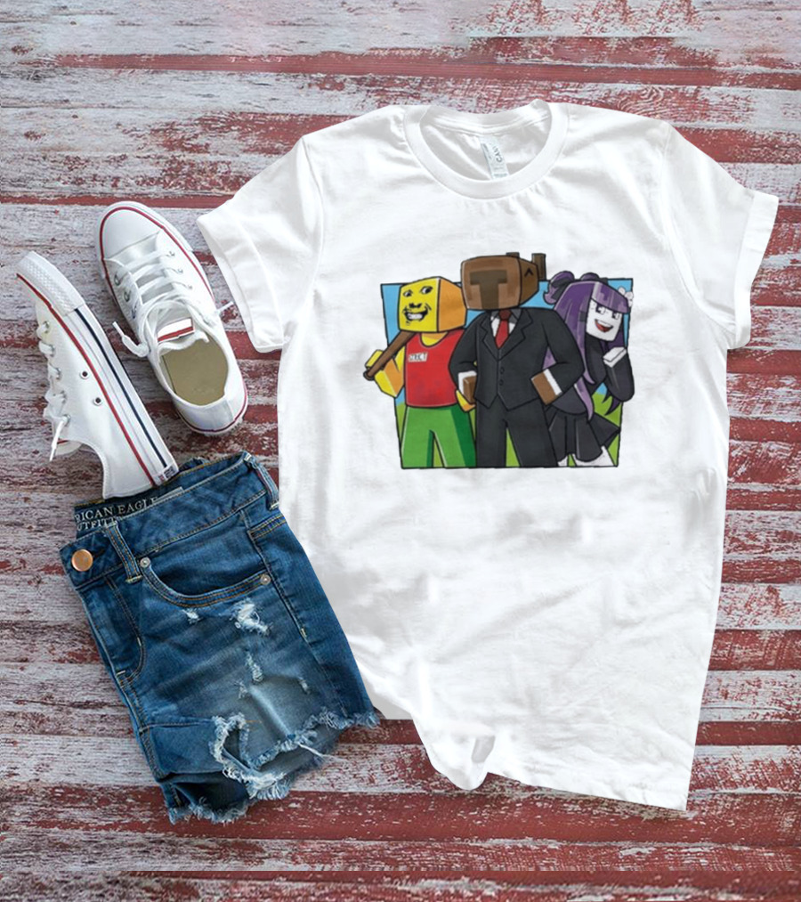 Jocuri Horror Sky Pixel Characters In Suits And Costumes T-Shirt
