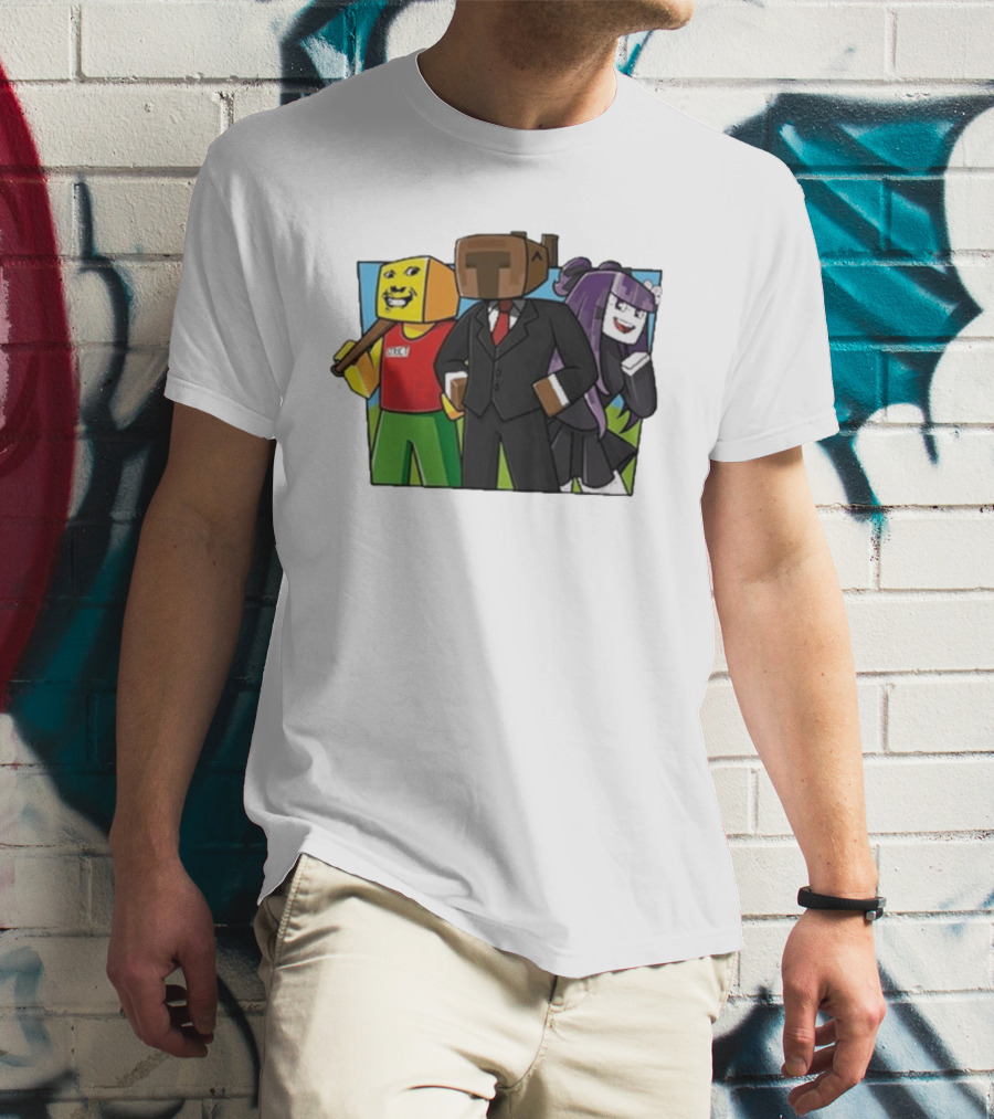 Jocuri Horror Sky Pixel Characters In Suits And Costumes T-Shirt