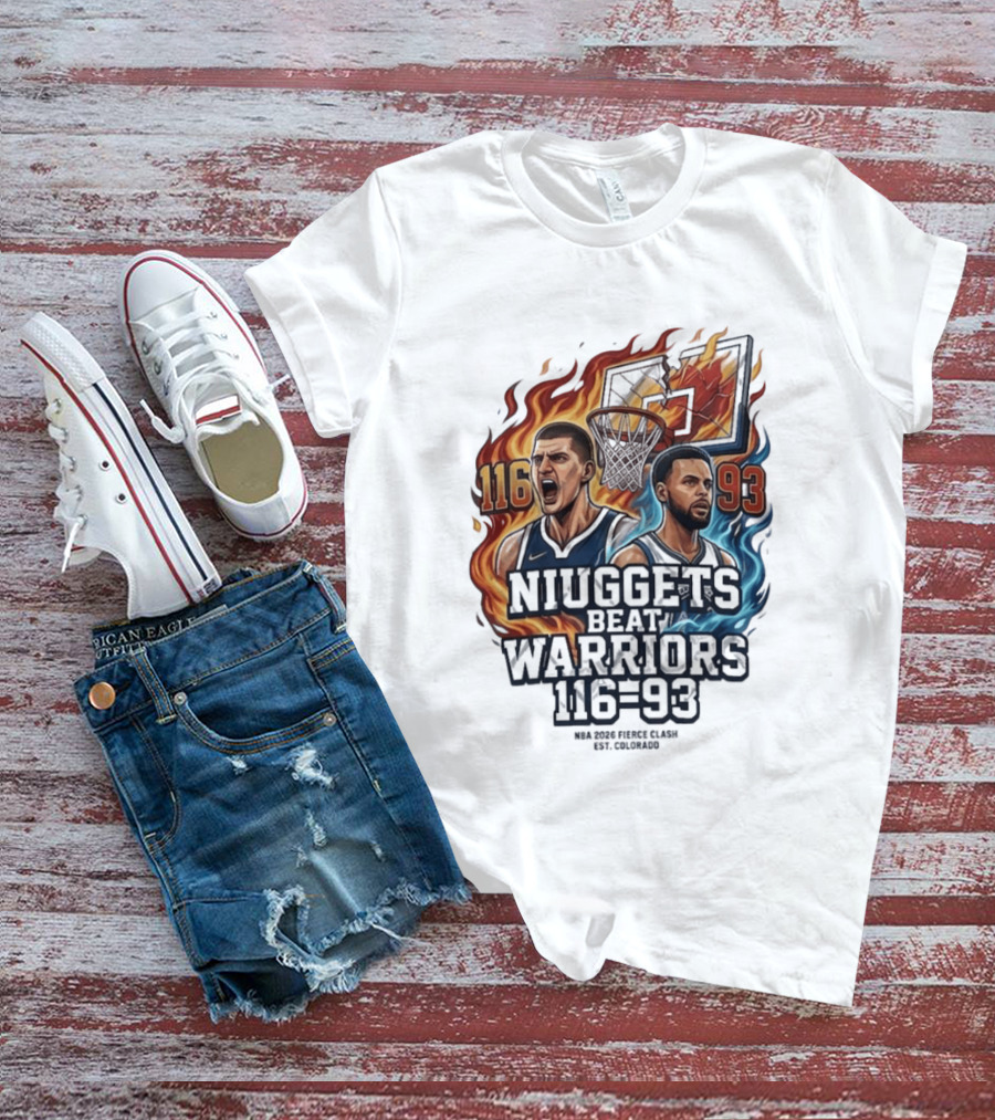 Nuggets Beat Warriors 116 93 NBA 2026 Basketball Matchup T-Shirt