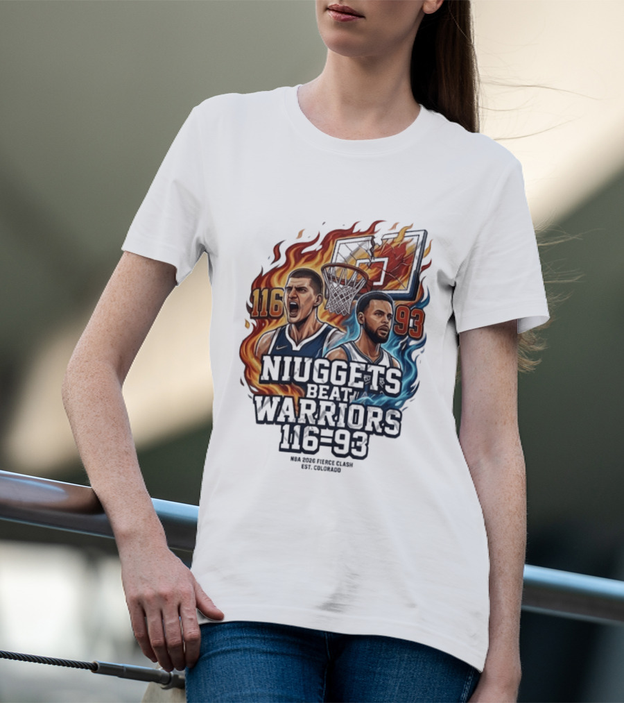 Nuggets Beat Warriors 116 93 NBA 2026 Basketball Matchup T-Shirt