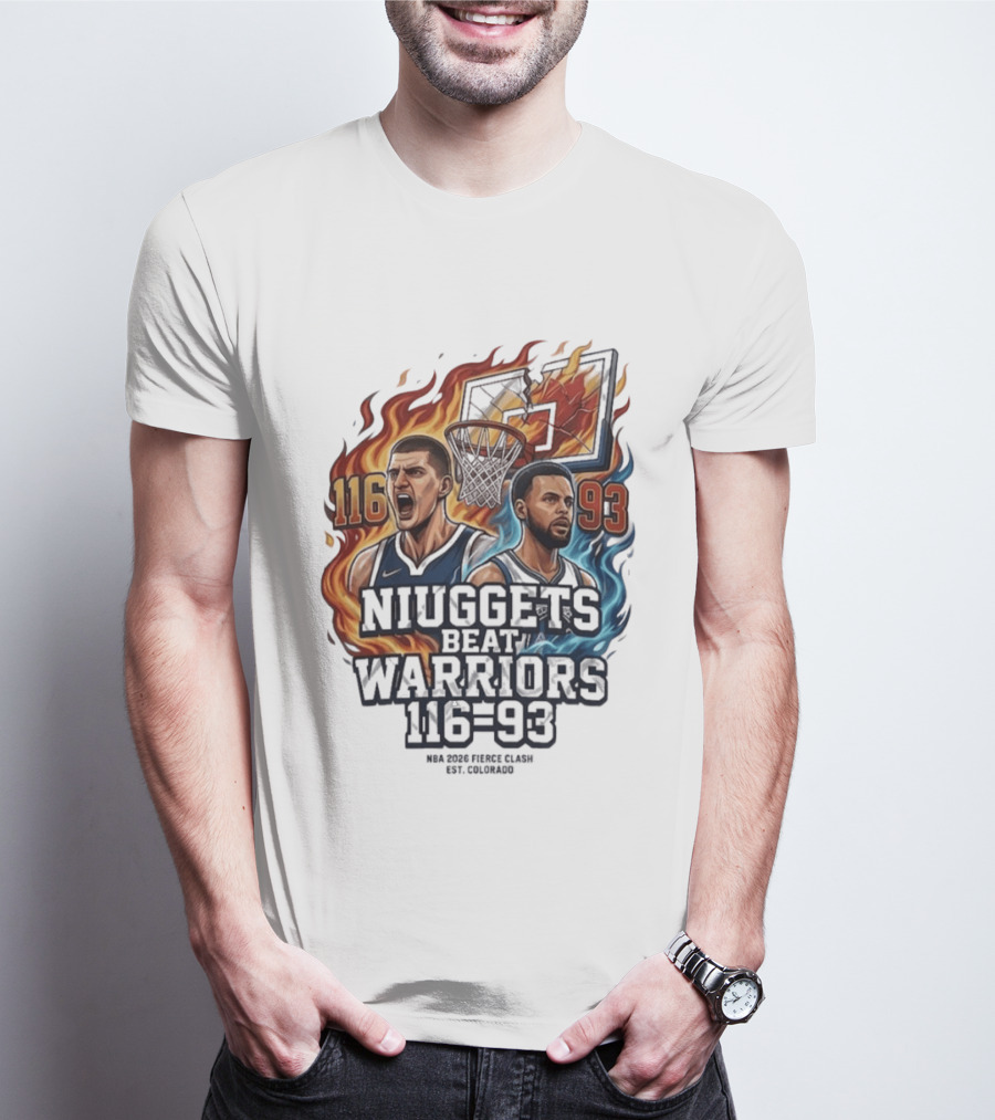 Nuggets Beat Warriors 116 93 NBA 2026 Basketball Matchup T-Shirt
