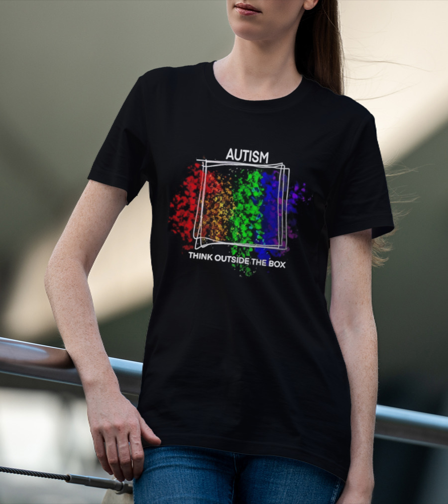 Autism Spectrum Puzzle Think Outside The Box Colorful Awareness T-Shirt