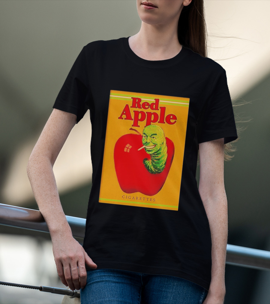 Red Apple Cigarettes Worm Character On Apple T-Shirt