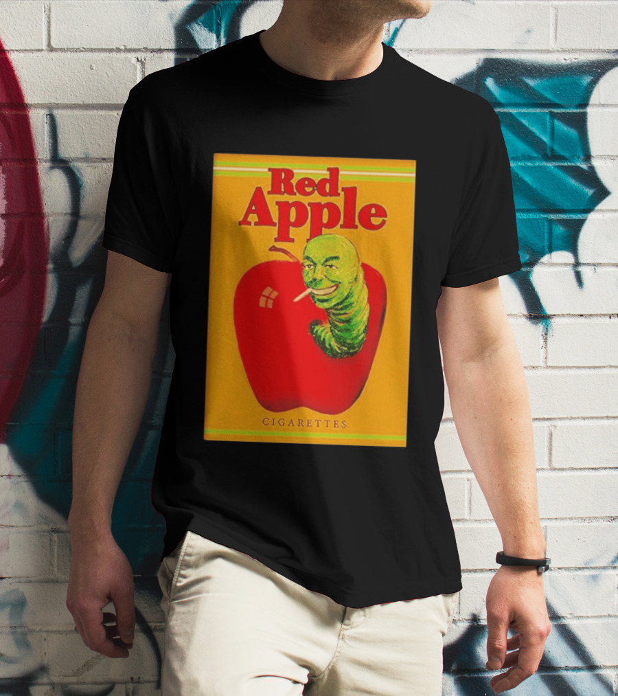 Red Apple Cigarettes Worm Character On Apple T-Shirt