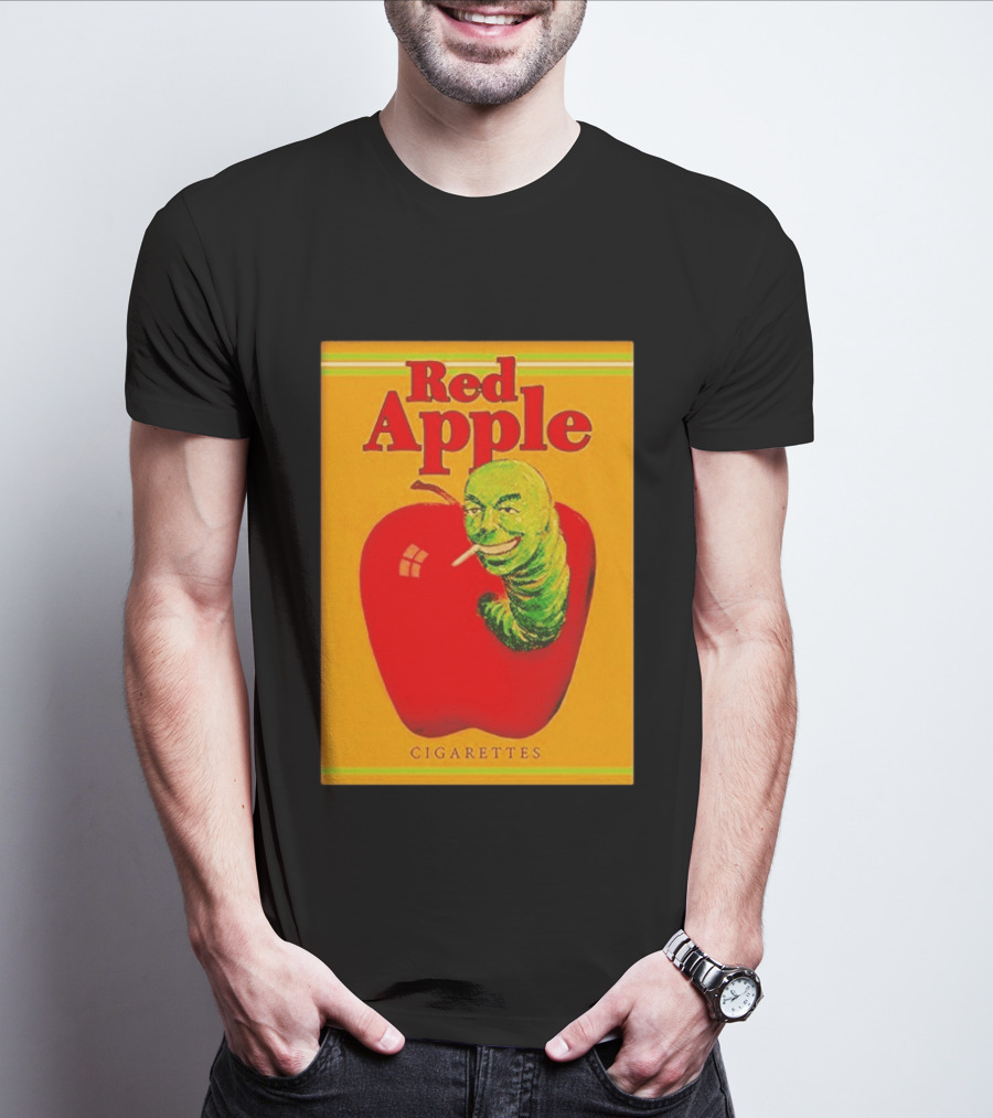 Red Apple Cigarettes Worm Character On Apple T-Shirt