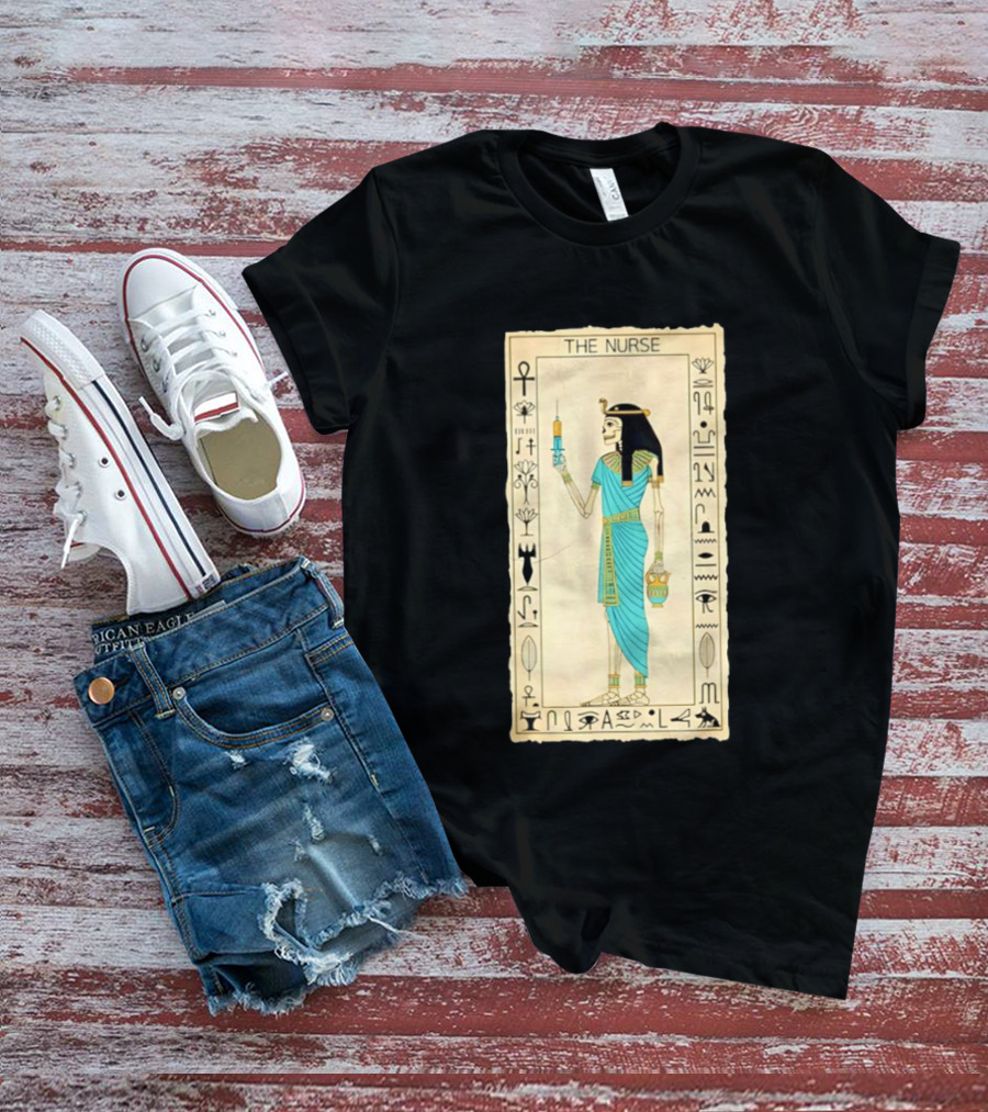 The Nurse Egyptian Skeleton Tarot Card Medical Goth T-Shirt