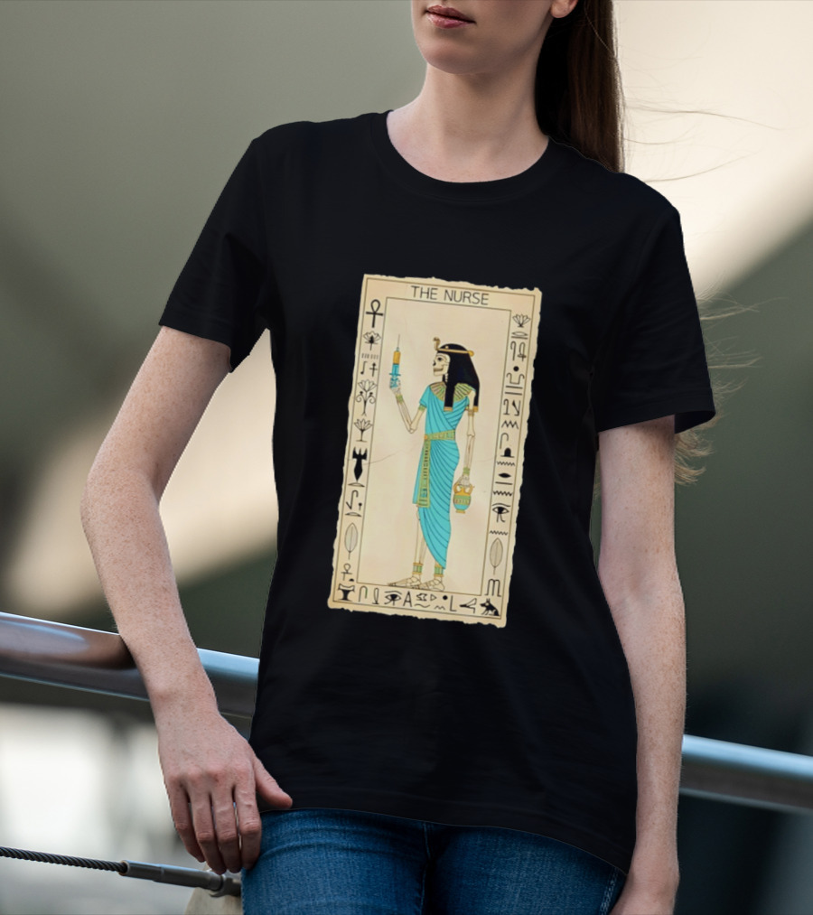 The Nurse Egyptian Skeleton Tarot Card Medical Goth T-Shirt