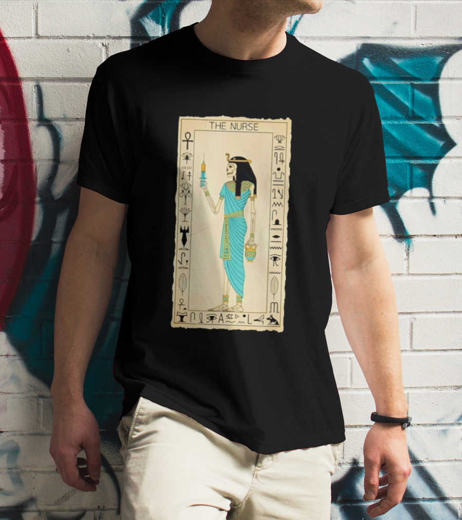 The Nurse Egyptian Skeleton Tarot Card Medical Goth T-Shirt