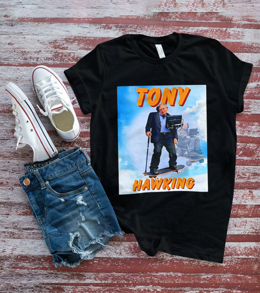 Tony Hawking Skateboard Fusion Surreal Humor T-Shirt