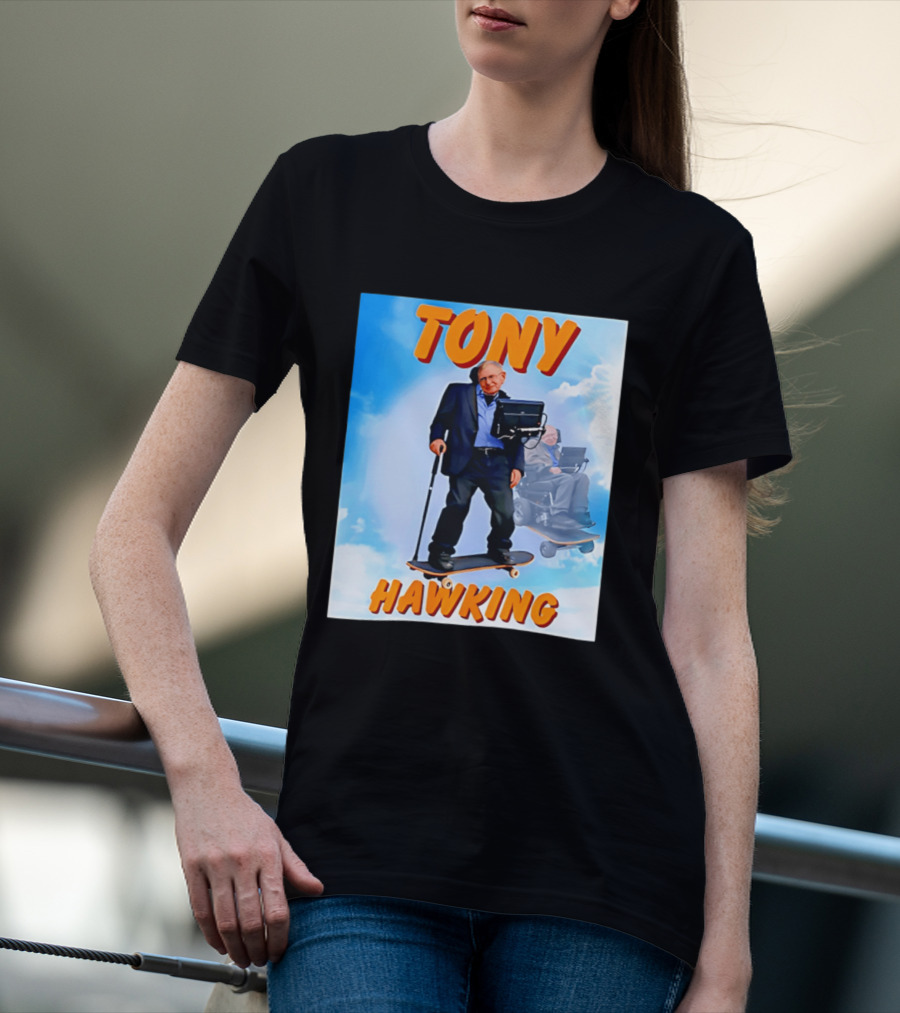 Tony Hawking Skateboard Fusion Surreal Humor T-Shirt