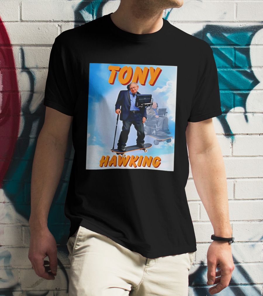 Tony Hawking Skateboard Fusion Surreal Humor T-Shirt
