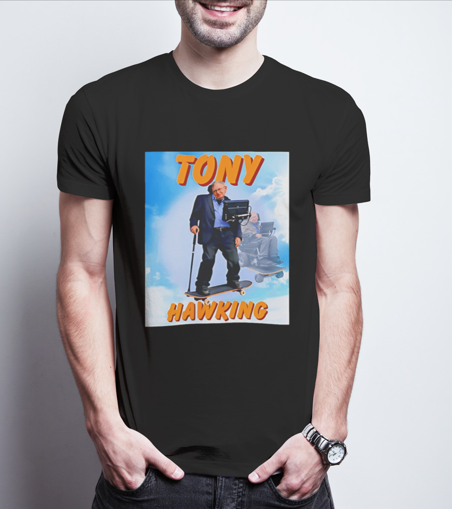 Tony Hawking Skateboard Fusion Surreal Humor T-Shirt