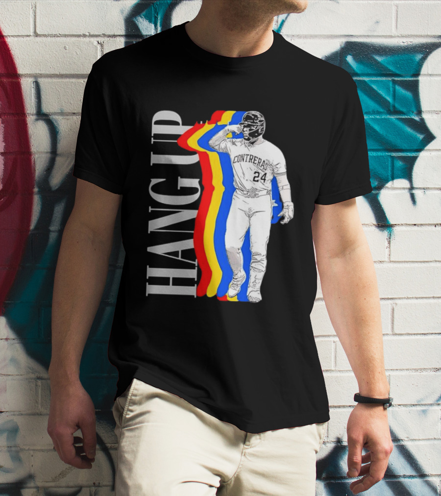 Willson Contreras 24 Hang Up Baseball Art With Colorful Stripes T-Shirt
