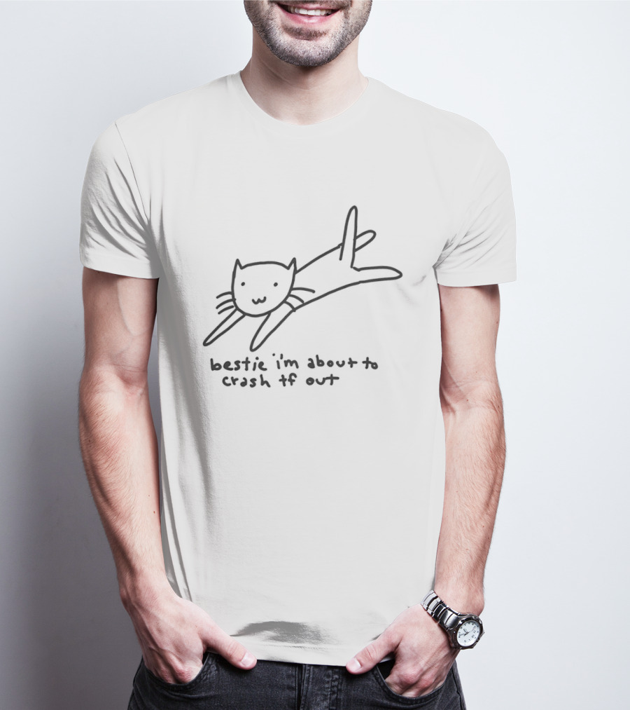 Bestie I'm About To Crash Out Cat Drawing T-Shirt