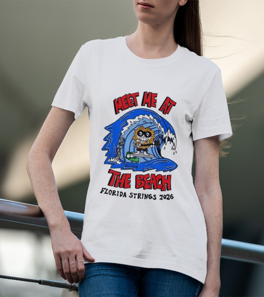 Meet Me At The Beach Florida Strings 2026 Surfing Wave T-Shirt