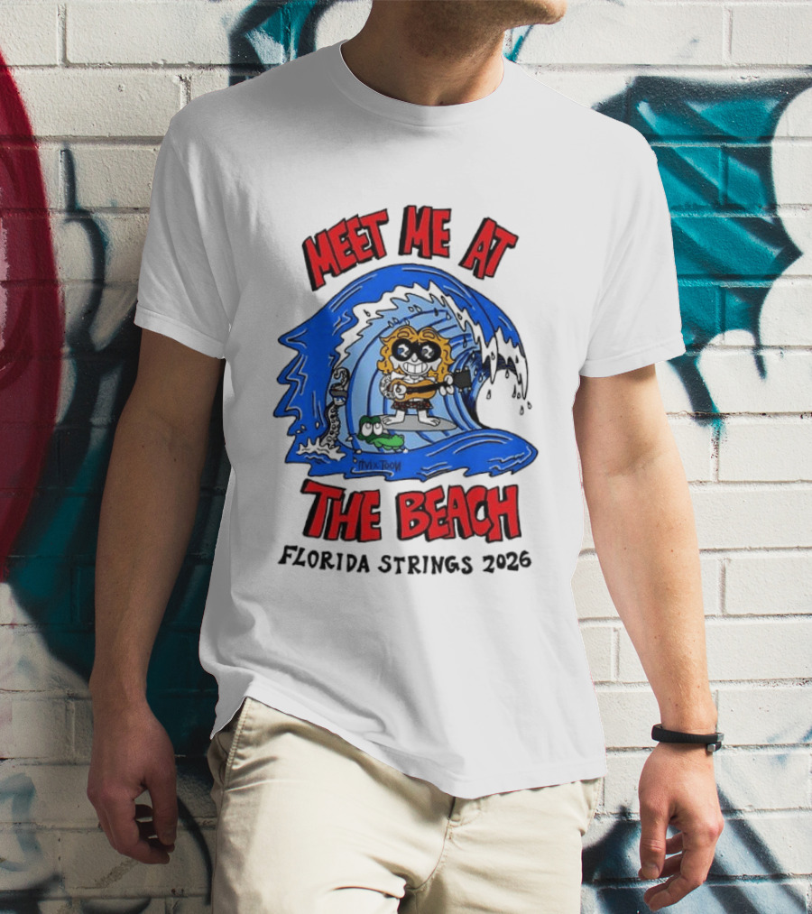 Meet Me At The Beach Florida Strings 2026 Surfing Wave T-Shirt