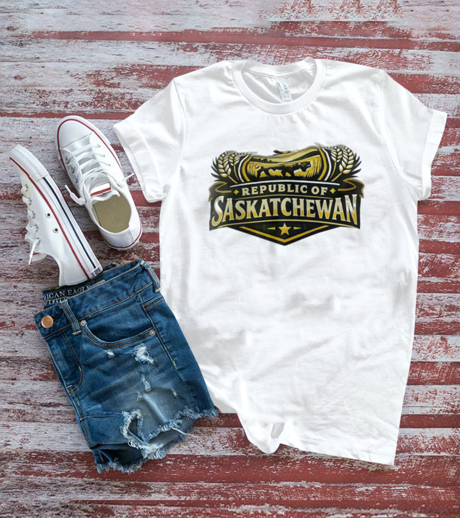Republic Of Saskatchewan Wheat And Lion T-Shirt